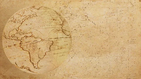 Animated old globe spinning with coordinates appearing in the background Stock Footage 43033152