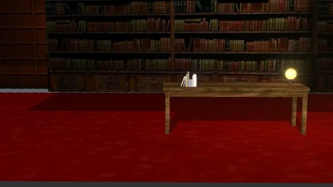 Animated Old Library Scene Video stock 104266422