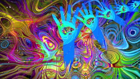 Animated One-eyed Hand with abstract background effect Stock Footage 176976908