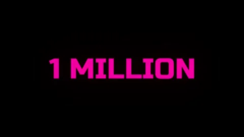 Animated one million text on black background with pink glow and particle e.. Stock Footage 340399361
