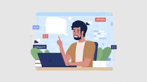 Animated online coding course Stock Footage 229778292