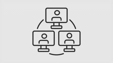 Animated online collaboration line icon Stock Footage 340288107