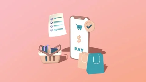 Animated Online Shopping With Mobile Payment Concepts. Stock Footage 276282917
