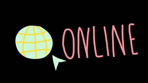 Animated "Online" text with an icon Stock Footage 312664131