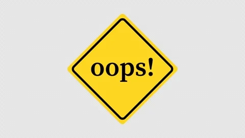 Animated Oops Sign Warning Message Stock Footage 307058896