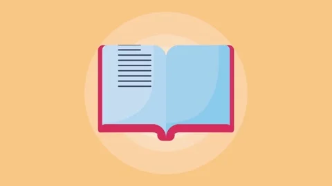 Animated open book with turning pages showing lines of text, educational co.. Stock Footage 339072970