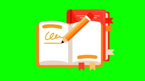 Animated Open Notebook and Pencil for Education, Writing and Learning Conten Video stock 342589779