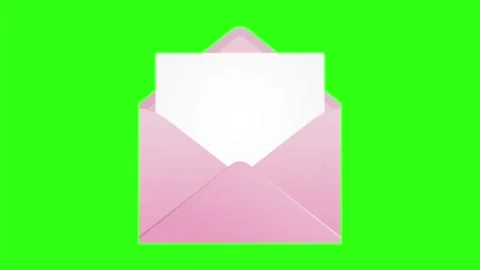 Animated Opening Envelope with Email Message Icon Green Screen Background Video stock 303383377