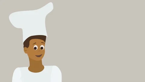 Animated or cartoon character, man or guy chef wearing chef's hat lip sync, face Stock Footage 277268937