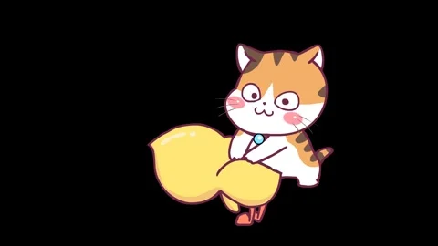 Animated Orange Cat Jumping Over Duck with Green Screen Background Stock Footage 282781552
