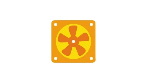 Animated Orange Computer CPU Exhaust Fan Icon on White Background Stock Footage 347062213