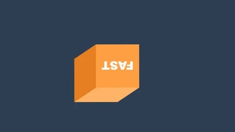 Animated orange cube with fast text. Stock Footage 334658930