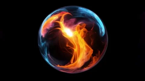 Animated orange fire isolate on black background. 	 Stock Footage 281497080