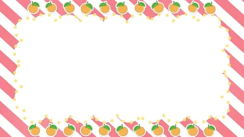 Animated Orange Fruit and Candy Stripe Cloud Border Frame Loop Stock Footage 346197371