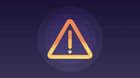 Animated orange hazard warning sign with pulsating circles on dark purple b.. Stock Footage 339113569