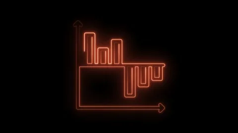 Animated orange neon bar chart showing rise and fall in economic trends Stock-Footage 322982108