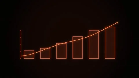Animated orange neon bar graph showing business growth on dark background i.. Stock Footage 346453746