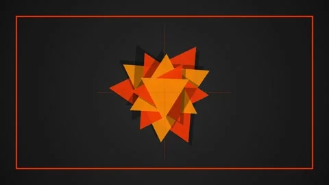 Animated orange triangles shifting into geometric shapes on dark background Stock Footage 339925361