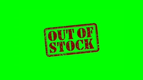Animated "OUT OF STOCK" red text rubber stamp seal green screen video Stock Footage 303229850