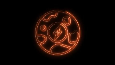 Animated outline energy lightning bolt inside a futuristic circular shield on Stock Footage 322992052