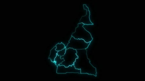 Animated Outline Map of Cameroon with Regions Stock Footage 158477693