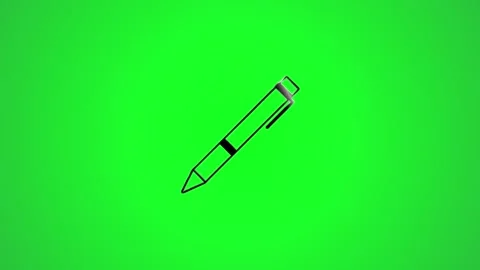 Animated outline of pen object moving on green screen background with sleek.. Stockbeeldmateriaal 346496415