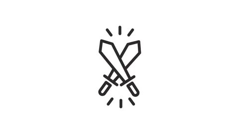 Animated Outline Sword Icon Stock Footage 295199236