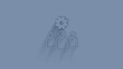 Animated outsourcing concept icon with shadow on blue background. Neumorphism Stockbeeldmateriaal 159830984