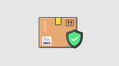 Animated Package Box with Shield. Delivery Insurance Concept Video - Transparent Vídeos de archivo 281180354
