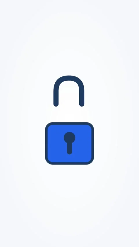 Animated padlock icon closing secure, vertical 9:16 seamless loop HD motion Stock Footage 345160948