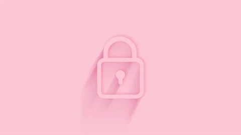 Animated padlock icon with shadow on pink background. Neumorphism minimal style Stock Footage 159829467