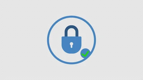 Animated padlock locked and closed circle and marked with a green check mark. Stock Footage 278530598