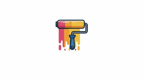 Animated Paint Roller with Dripping Colorful Paint Vector Motion Graphic Video stock 335887480