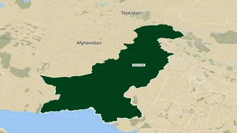 Animated Pakistan map highlighted dark Green color zooming from top Space v.. Stock Footage 274204648