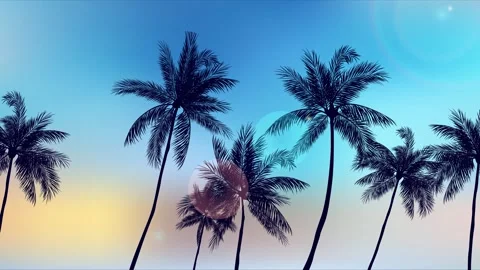 Animated palm trees moving in the wind Stock Footage 307369643