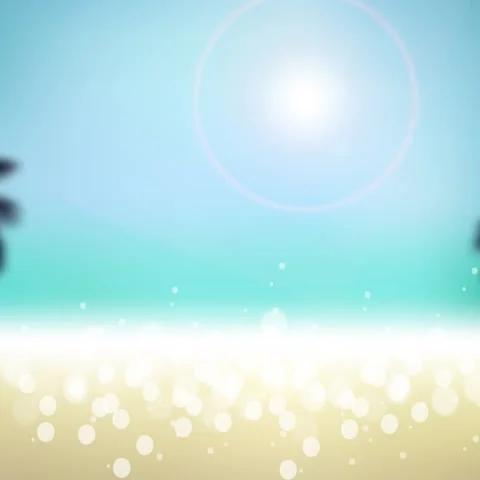 Animated palm trees moving in the wind on the beach Stock Footage 307369761