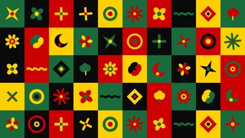 Animated Pan African Pattern Mosaic Dynamic Geometric Symbols Loop Vidéo 334702328