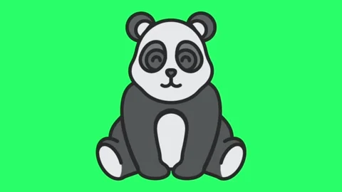 Animated panda sitting on greens creen. Video stock 252018964