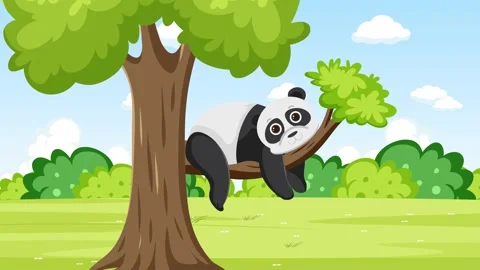 Animated Panda on Tree Branch | Stock Video | Pond5