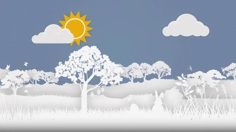 Animated Paper Art Easter Background Video stock 102954326