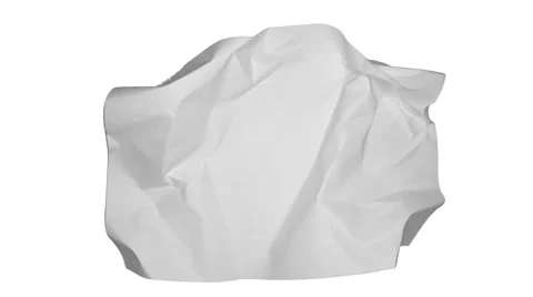 Animated paper balls opening to flat white paper with alpha channel Stock Footage 57230524