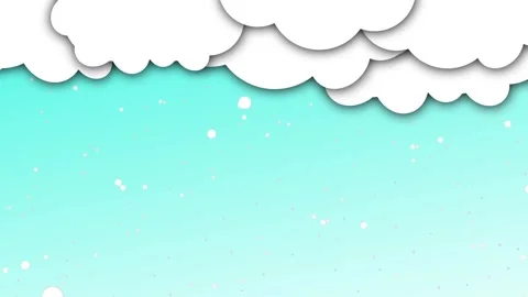 Animated paper cut-out clouds move gently across the top of the screen Stock Footage 317812095