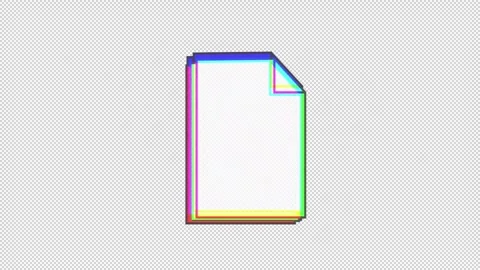 Animated paper stack icon in y2k style with glitch effect Video stock 294169749