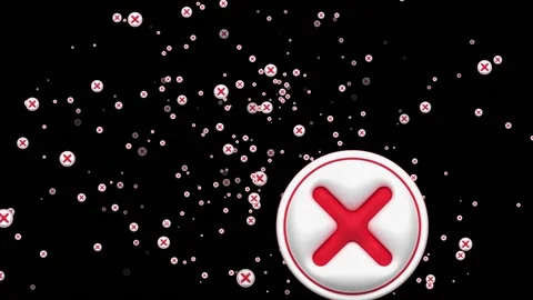 Animated particle of cross check mark icon button and no or wrong symbol Stock Footage 237546574