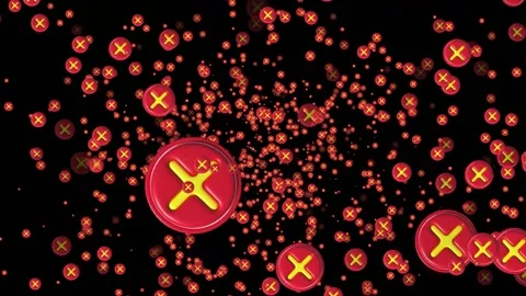 Animated particle of cross check mark icon button and no or wrong symbol Video stock 237546575