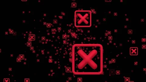 Animated particle of cross check mark icon button and no or wrong symbol Stock Footage 237546586
