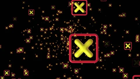 Animated particle of cross check mark icon button and no or wrong symbol Stock Footage 237546587