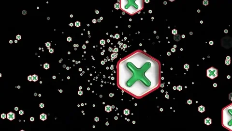 Animated particle of cross check mark icon button and no or wrong symbol Stock Footage 237546602