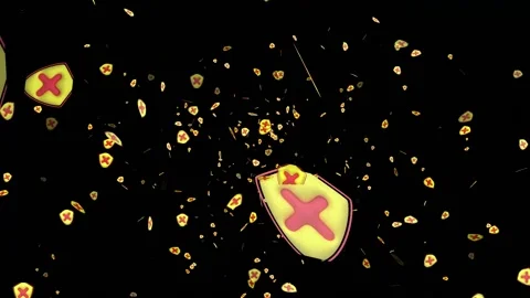 Animated particle of cross check mark icon button and no or wrong symbol Video stock 237546613