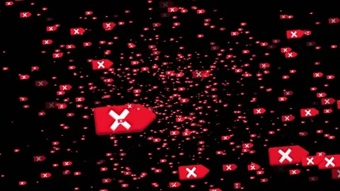 Animated particle of cross check mark icon button and no or wrong symbol Video stock 237546615